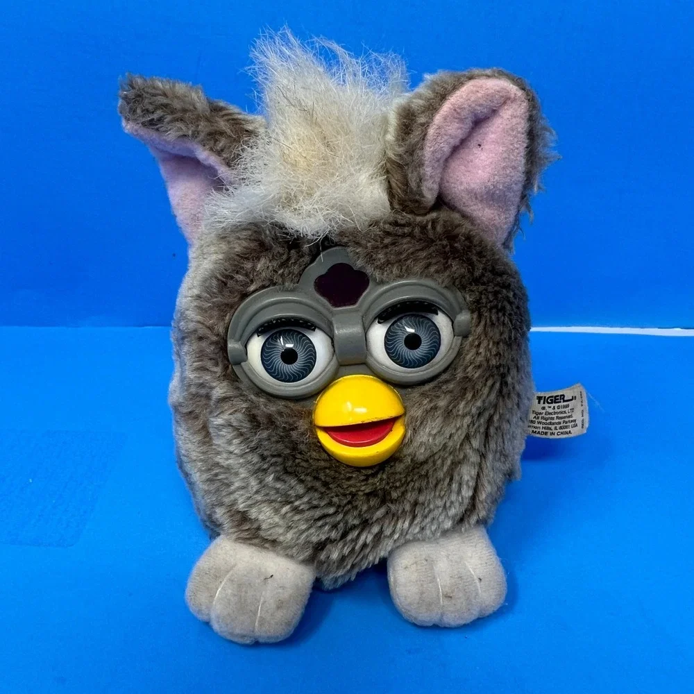Tiger Furby Buddies 4 Inch Grey Owl Vintage 1999 Bean Bag Plush Toy